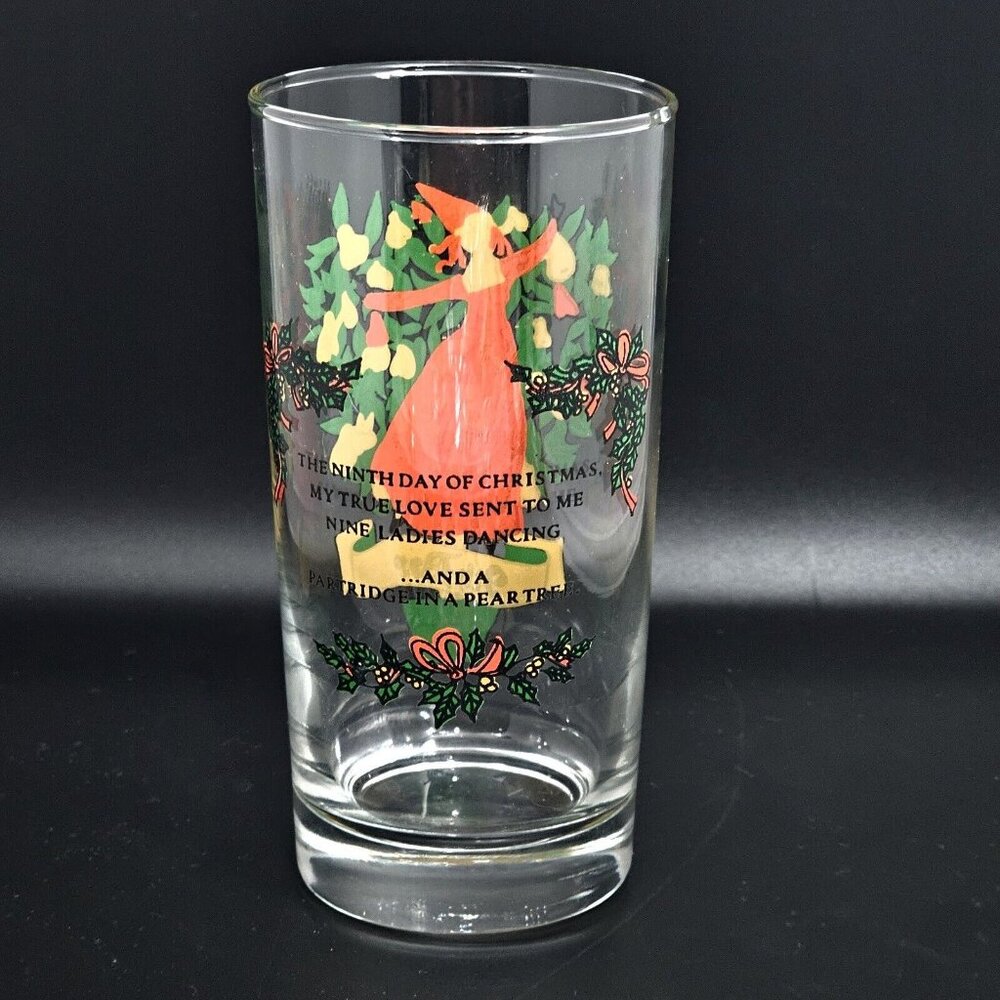 9th Day Drinking Glass from 12 Days of Christmas Set 5.5" Indiana Glass - Picture 4 of 10